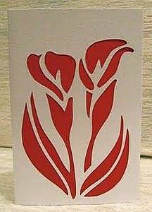 Hand-made cut greeting card  with calla-lilies