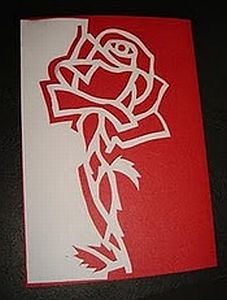 Hand-made cut greeting card with a rose
