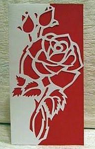 Hand-made cut greeting card with rose buds
